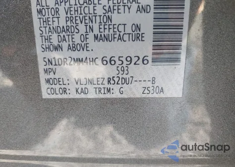 2017 Nissan Pathfinder S/Sv/Sl/Platinum из США, поврежденный, VIN 5N1DR2MM4HC665926